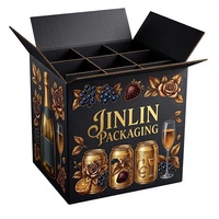 Boîte à boissons en carton ondulé écologique et recyclable, emballage personnalisé avec impression dorée pour le transport de bouteilles, idéal pour les boutiques de vin, les cadeaux et la vente en gros
