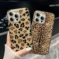 Nouvelle coque de luxe à paillettes, motif léopard, adaptée aux coques de téléphone iPhone 16 15 14, coque électro-plaquée, motif de coque, coque de protection