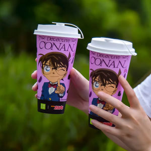 हॉट सेलिंग कॉनन कार्टून फिल्म आंतरिक कप अनुकूलन डिस्पोजेबल पीप बोबा दूध चाय कप लोगो के साथ प्लास्टिक कप - Product Image 5