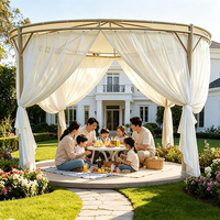 Pavillon de jardin moderne de luxe en acier, avec structure thermolaquée, antirouille, résistant aux intempéries, au soleil et aux moustiques, direct usine