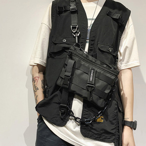 Sac de poitrine tactique fonctionnel en nylon unisexe, style Hip-Hop Streetwear, sac banane pour femme, noir, Wild Chest Rig - Product Image 4