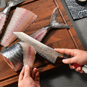 Cuchillo de <span class=keywords><strong>Chef</strong></span> Kiritsuke Kitchenbliss de 33 Capas de Cobre Tricolor Damasco VG10, Cuchillo Japonés Gyuto Profesional para <span class=keywords><strong>Chef</strong></span> - Product Image 3