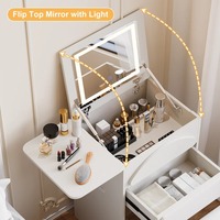 Ensemble de coiffeuse de maquillage intelligente en bois avec miroir lumineux à rabat et éclairage intégré, MOQ 100
