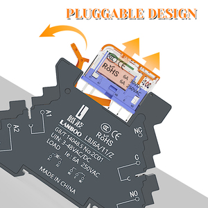 Lanboo cao frequen utra-mỏng mỏng tiếp sức DIN loại với LED 6A 1no1nc Micro tiếp sức trung gian tiếp sức <span class=keywords><strong>DC</strong></span> 3V 12V 24V 36V 48V AC220V - Product Image 2