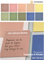 Lot de 48 blocs-notes adhésifs transparents Morandi en PET, personnalisables avec logo, haute transparence, pour mémos inscriptibles