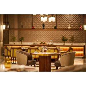 Ensemble de meubles de restaurant d'hôtel commercial en bois massif de conception moderne sélectionné 5 étoiles, personnalisé par <span class=keywords><strong>IDM</strong></span> Factory, table à manger de luxe - Product Image 3