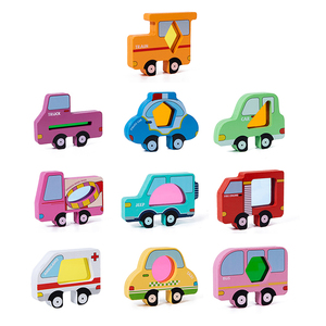 Jouet d'empilage Montessori <span class=keywords><strong>en</strong></span> <span class=keywords><strong>bois</strong></span>, animaux, voitures, blocs, formes géométriques translucides, couleurs assorties, apprentissage précoce pour enfant - Product Image 2