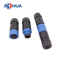 Konektor Luar Ruangan AHUA Male to Female M15 2 Pin Tahan Air IP68 untuk Catu Daya 10A 1.5 1.0 Kabel