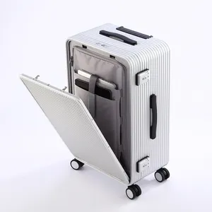 Side Opening Luggage Business Pull Bar Case Large Capacity Travel Case All-aluminum Magnesium Alloy Front Opening Metal Female