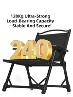Chaise Kermit moderne pliable en aluminium noir, légère, en tissu Oxford, avec piètement en bois massif, imperméable, durable, portable, carrée, pour jardin et extérieur