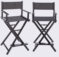Chaise de Réalisateur en Aluminium Pliante et Portable, Tissu en Nylon avec Cadre en Aluminium, Chaise de Maquillage pour Salon, Noire