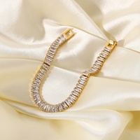 Cadena delicada de tenis Hip Hop de circón 5A de acero inoxidable chapado en oro de 18K para mujer para pulsera, joyería de moda con diamantes completos
