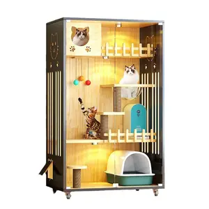 Cat Villa home indoor large cat nest one double storey cat house Large / villa wooden balcony