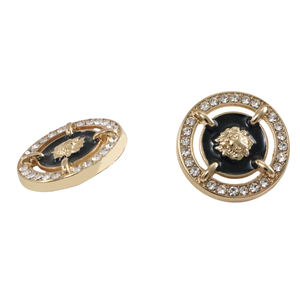 Chemise personnalisée Botones fantaisie en <span class=keywords><strong>or</strong></span> avec logo en métal boutons évidés à queue en zircon et tête de <span class=keywords><strong>lion</strong></span> ronde pour vêtements - Product Image 3