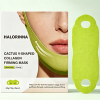HALORINNA OEM Vente en gros Masque raffermissant au collagène en forme de V à base de cactus, réduit le double menton et les gonflements du visage, soin de nuit anti-affaissement