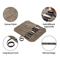 Étui à couteaux en toile multi-usages personnalisé sac à main pliable décontracté avec fermeture à glissière stockage de voyage durable pour couteau à rouleau du chef