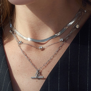 Collar de Cristal en Forma de T con Cadena de Acero Inoxidable, Diseño Geométrico, para Uso Diario - Product Image 2