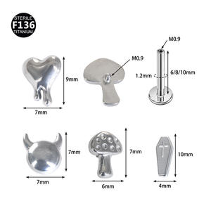 Pendiente de Oreja Pequeño de Aleación de Titanio F136, Diseño Ala de Zorro y Corazón de Paloma, <span class=keywords><strong>Piercing</strong></span> Unisex para Labio y Hélix, Joyería al por Mayor, Regalo - Product Image 2