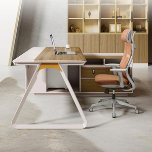 Escritorio ejecutivo ergonómico moderno de lujo en forma de L, mesa de gerente de oficina en casa con construcción de acero y características de gestión de cables - Product Image 2