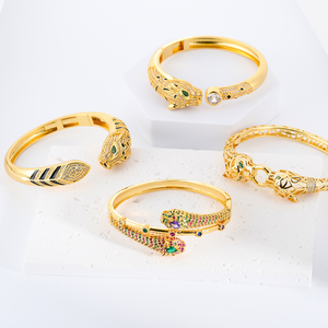 Mới đến phong cách retro có thể điều chỉnh Zircon rắn Panther Vòng đeo tay cho phụ nữ - Product Image 2