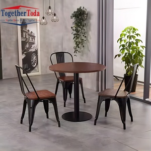 Juegos de muebles sencillos y modernos para <span class=keywords><strong>restaurante</strong></span>, gran oferta de sillas y mesas de madera de Metal de estilo industrial para comida rápida, cafetería, Bar - Product Image 5