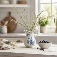 Vase en céramique artisanal, récipient pour plantes hydroponiques, arrangement de fleurs séchées, décoration de table à manger, nouveau style chinois