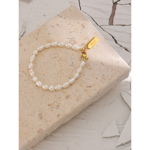 JINYOU 1104 Stylish Chain <strong>LOVE</strong> Women High Quality Jewelry Stainless Steel Luxury Natural Pearl Beaded Bracelet <strong>Bangle</strong> - Product Image 6
