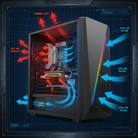 Boîtier PC ATX professionnel de taille moyenne avec panneau latéral en verre trempé pour bureau professionnel et jeux sur ordinateur de bureau, prend en charge le radiateur de 360 mm