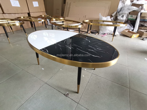 <strong>Mid</strong> <strong>century</strong> Luxury Modern Style French Calcutta Viola Marble Country Sintered Stone Oval Stone Coffee <strong>Table</strong> for Living Room - Product Image 4