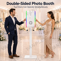 Machine photomaton à impression instantanée avec double écran 15,6 pouces, lumière RGB, coque métallique, pour selfies, mariages, fêtes et événements