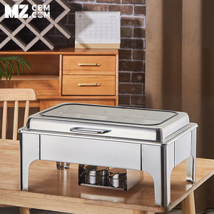 Plat de service rectangulaire en <span class=keywords><strong>acier</strong></span> <span class=keywords><strong>inoxydable</strong></span>, réchaud de buffet, couvercle en verre hydraulique, 9 litres, 13 litres - Product Image 4