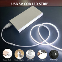 5V COB Led Strip 480 Leds/M Regulable Flexible 8mm Pcb Ancho con interruptor Cable USB