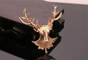 Joyería Longhorn Deer Pin Badge Elk Head Deer Broche Ramillete de Navidad para hombres y mujeres - Product Image 4