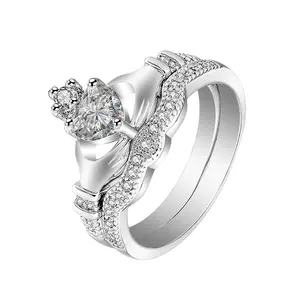 A forma di cuore cubic zirconia silver ring acquista online claddagh anello in argento sterling