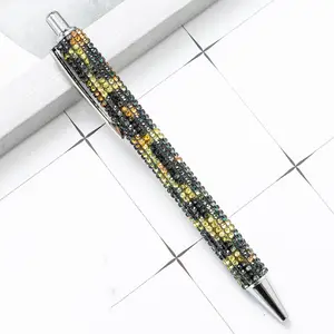 Alta Qualidade Promoção Presente Glitter Ball Pen Multicolor Design Imprensa Retrátil Metal Diamond Pen