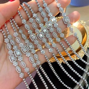 Xinfly 18K White Gold <b>Bead</b> <b>Bracelet</b> with Marquise Square 1.0ct Natural Diamond Delicate Design Fashionable - Product Image 2