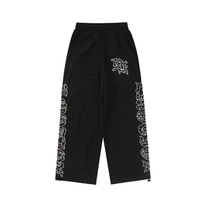 Pantalones Casuales MIXED EMOTION Estilo Americano High Street con Pedrería y Letras Bordadas, Cierre con Cordón en la Cintura, Corte Holgado y Recto - Product Image 1