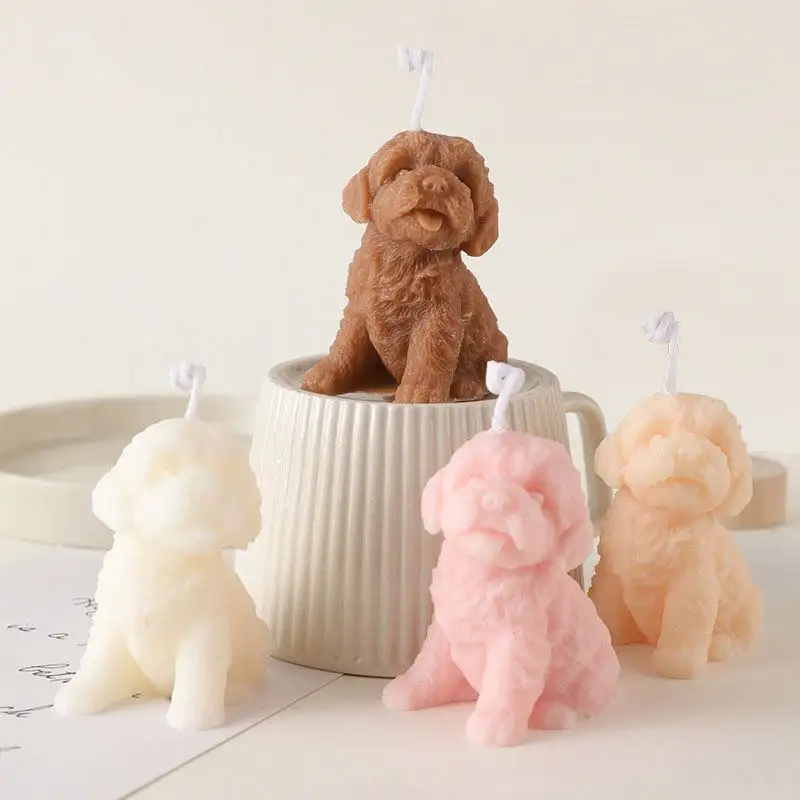 大豆ワックスフレグランスバースデーギフトテディ犬の香りのキャンドル、家の装飾犬の形をした動物のキャンドル