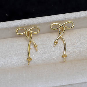 Boucles d'oreilles en argent S925 pour femmes, personnalisées, avec perle, support vide pour bricolage, accessoires 4283 - Composants et trouvailles de bijoux - Product Image 4