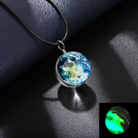 Collier pendentif en verre cabochon de haute qualité, planètes lumineuses qui brillent dans le noir, nébuleuse, Mercure, Vénus, Terre, Mars, Jupiter