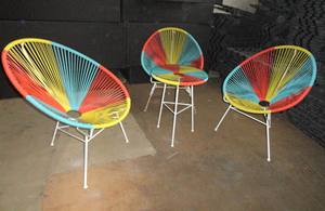 अकापुल्को रेट्रो कुर्सी आउटडोर घर आंगन बिस्ट्रो 3 टुकड़ा रेट्रो आँगन कुर्सी और मेज सेट - Product Image 4