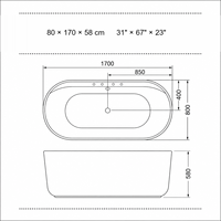 Bañera Ovalada Independiente Blanca con Grifo Negro Mate para Baño Moderno, 170 cm, Venta al Por Mayor