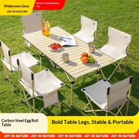 Ensemble table et chaises de camping pliantes en acier léger Wilderness Gleaned, portables pour pique-nique en extérieur