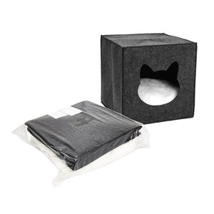 Carré personnalisé pas cher respiration écologique maison pour chat avec coussin amovible chat grotte lit naturel feutre nid pour chat de compagnie - Product Image 6