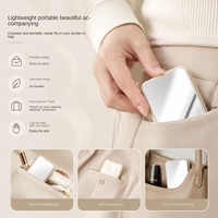 Miroir de poche pliable en PU avec peigne, miroir compact de voyage portable, miroir de maquillage personnalisé avec logo, miroir de bureau pour femmes