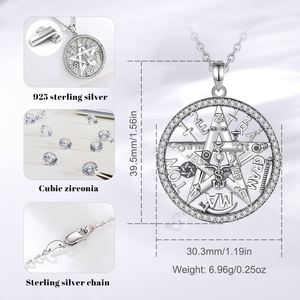 Merryshine Gifts 925 Sterling Silver Tetragrammaton <span class=keywords><strong>Pagan</strong></span> Wiccan Jewelry Pentagram Pentacle Collar para mujer - Product Image 5