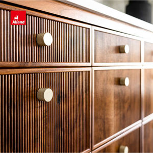 Factory Price Brown Stain White Oak Cherry Fluted Reeded <strong>Kitchen</strong> Cabinets With Slim Shaker Framed Inset Marble Countertops - Product Image 1