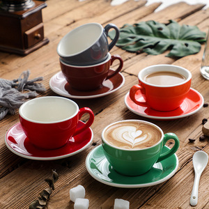 Ensemble de tasses à cappuccino Barista 200 ml en céramique, tasses à café <span class=keywords><strong>Latte</strong></span> Art avec soucoupes pour café commercial - Product Image 5