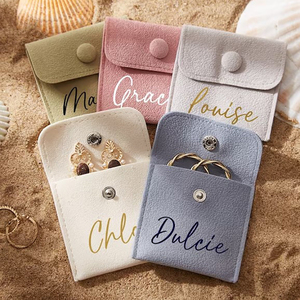 Pochette de luxe en microfibre pour bijoux avec logo personnalisé, petit sac à rabat pour collier - Product Image 1