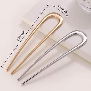 2 Pinces à Cheveux en Métal Plaqué Or et Argent, Style Ramification, Épingles à Cheveux Françaises Brillantes et Givrées en Forme de U pour Filles - Product Image 5